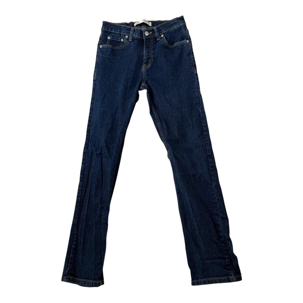 Levis 502 Boys Denim Jeans Sz 16 Reg 28 x 28" Stretch Dark Blue EUC